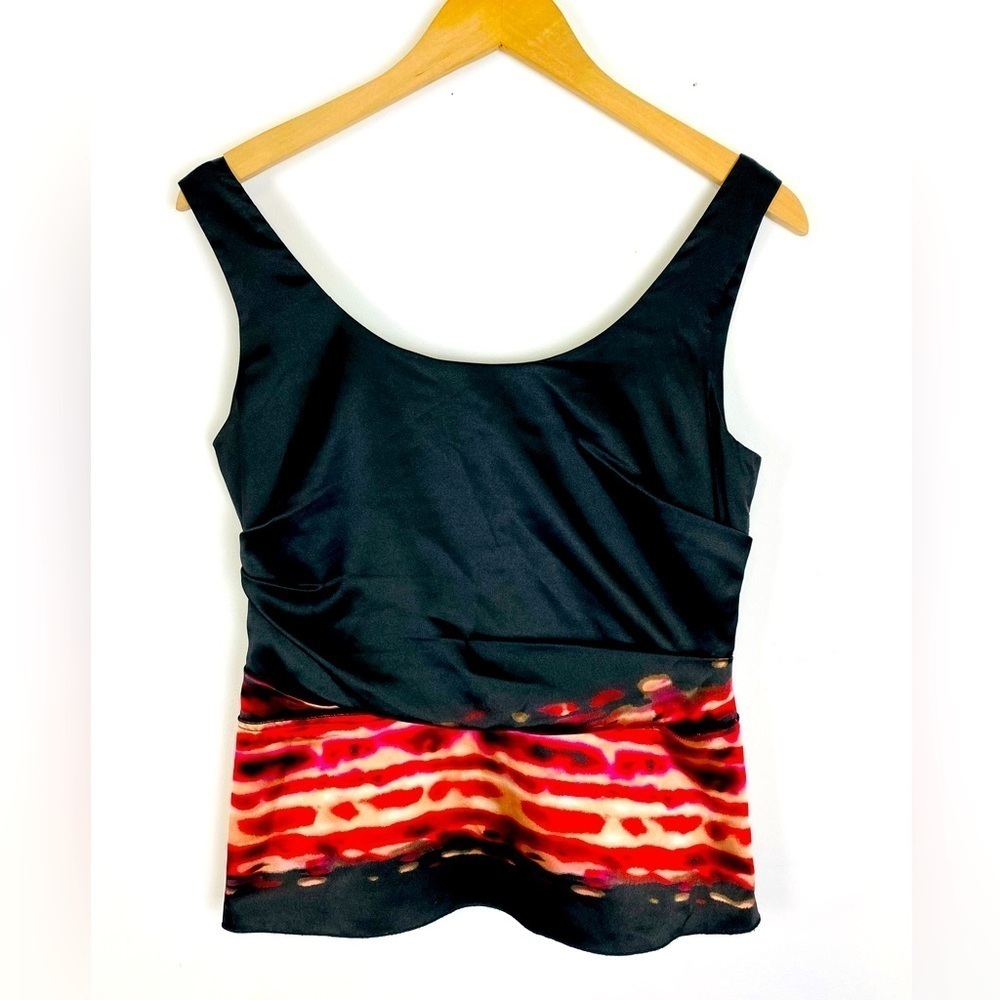 T Tahari Side Zip Shell, Black, Size Small, Multicolor Tahari Tank Top